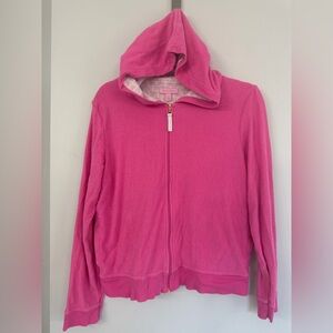 Lilly Pulitzer Women’s Large Hot Pink Hooded Terry Cloth Full Zip Jacket
